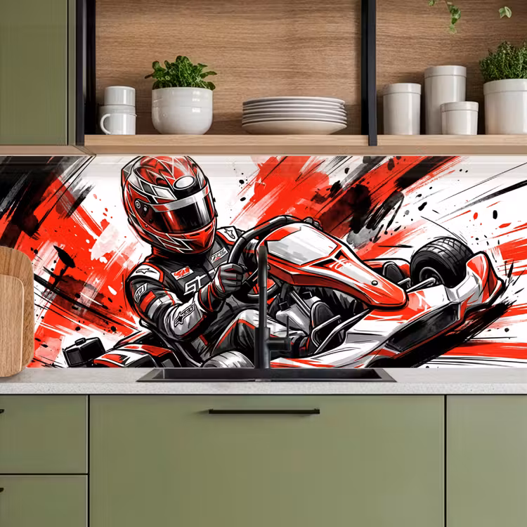 Kitchen splashback - Kart - Driver - Speed - Red — 8