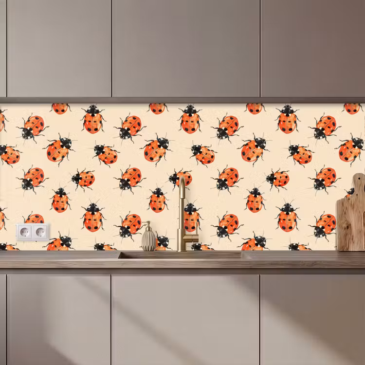 Kitchen splashback - Ladybugs - Pattern - Red — 1