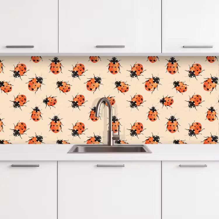 Kitchen splashback - Ladybugs - Pattern - Red — 4