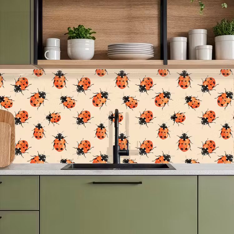Kitchen splashback - Ladybugs - Pattern - Red — 8