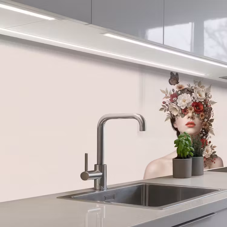 Kitchen splashback - Portrait - Flowers - Cremé — 2