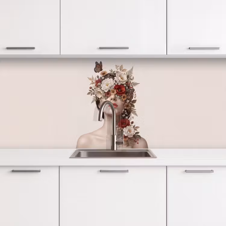 Kitchen splashback - Portrait - Flowers - Cremé — 4