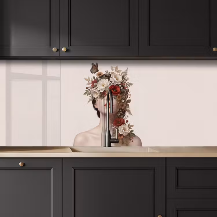 Kitchen splashback - Portrait - Flowers - Cremé — 6