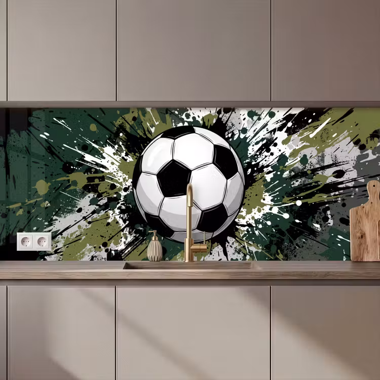 Kitchen splashback - Soccer - Paint - Splatters - Green — 1