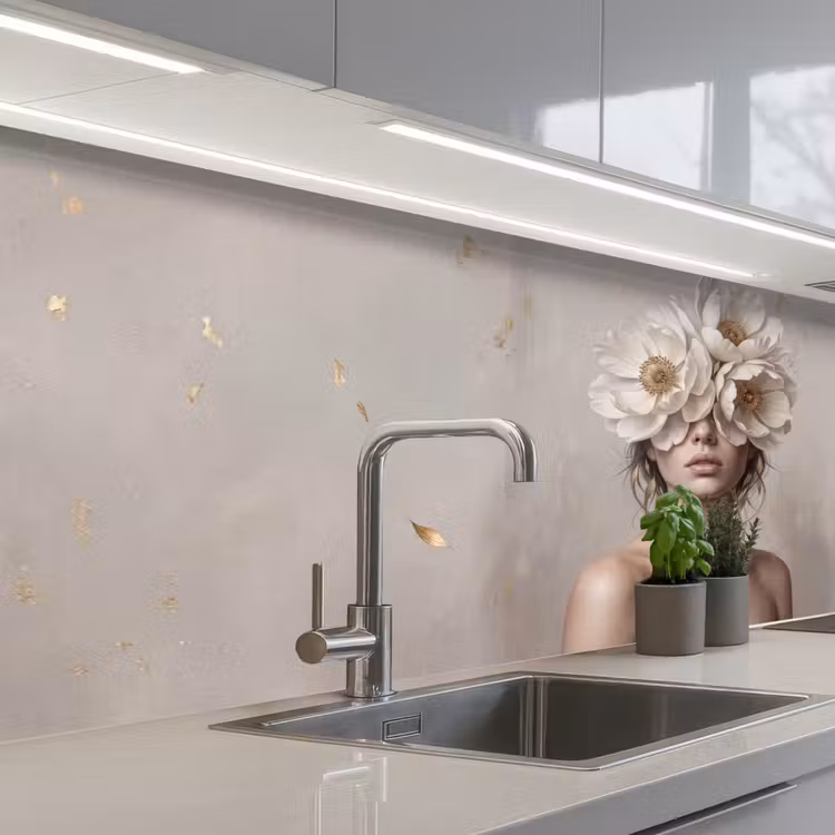 Kitchen splashback - Woman - Peony - White — 2