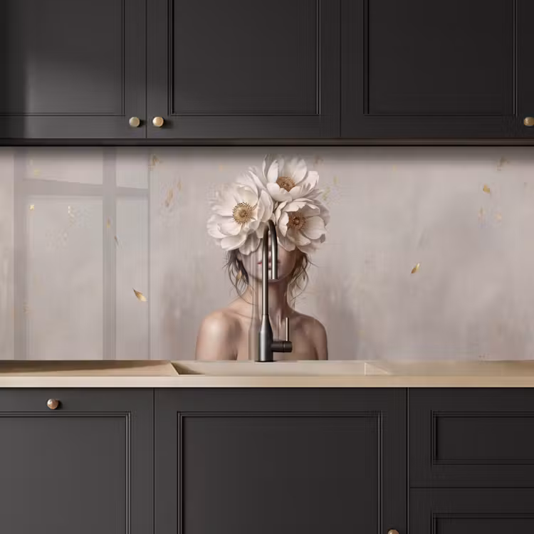 Kitchen splashback - Woman - Peony - White — 6