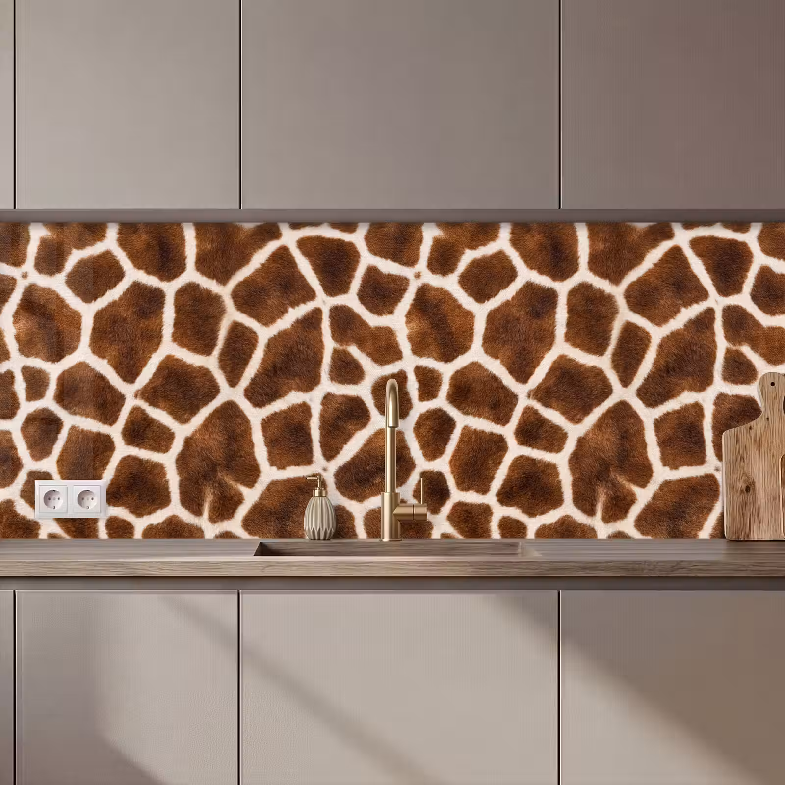 Kitchen splashback - Giraffe - Fleece - Classic - Brown — 1