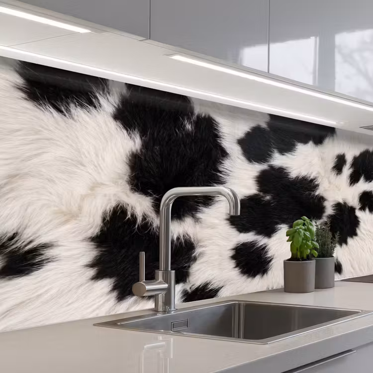 Kitchen splashback - Fur - Texture - Black - White — 2
