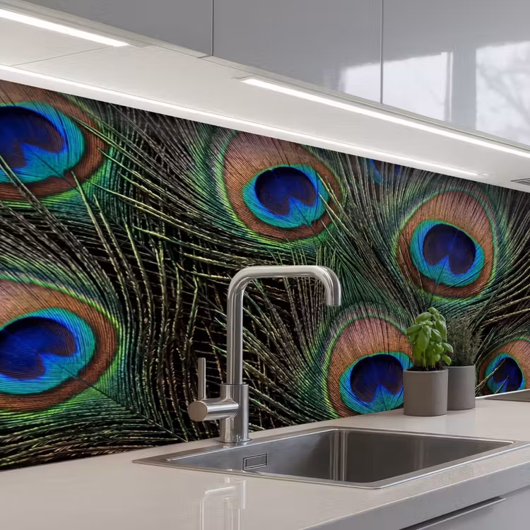 Kitchen splashback - Peacock feathers - Classic - Green — 2