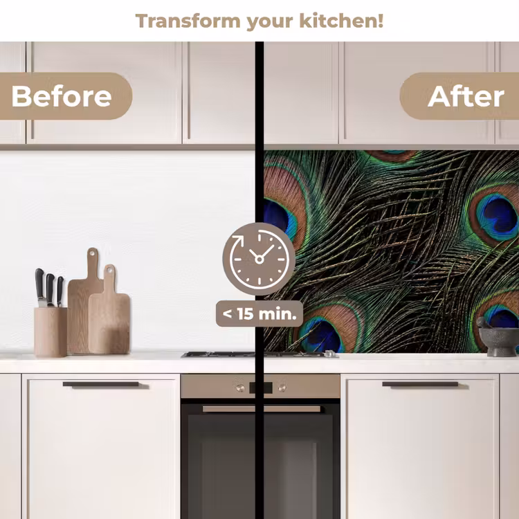 Kitchen splashback - Peacock feathers - Classic - Green — 3