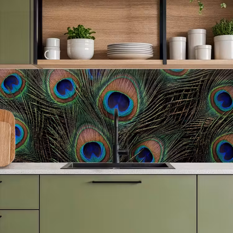Kitchen splashback - Peacock feathers - Classic - Green — 8