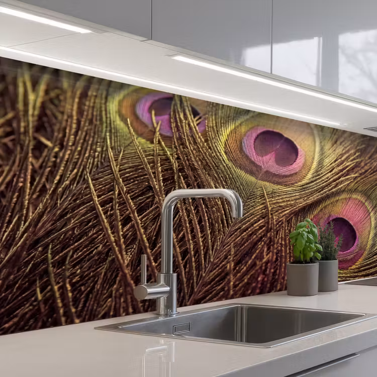 Kitchen splashback - Peacock - Feathers - Purple - Green — 2