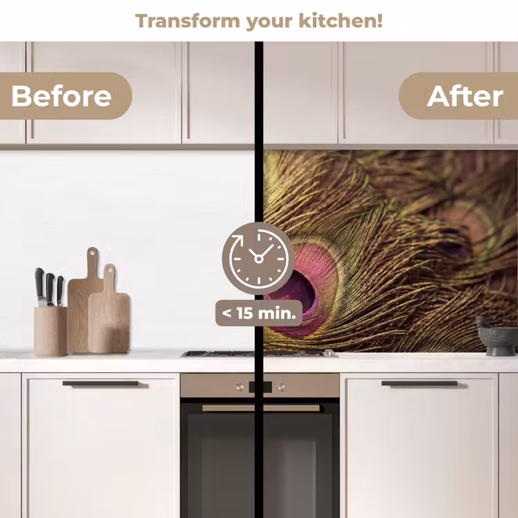 Kitchen splashback - Peacock - Feathers - Purple - Green — 3