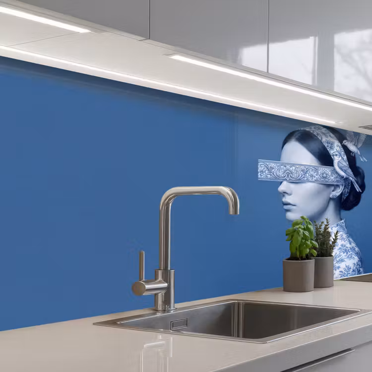 Kitchen splashback - Portrait - Classic - White - Blue — 2