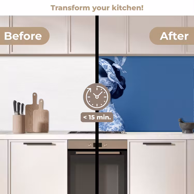 Kitchen splashback - Portrait - Classic - White - Blue — 3