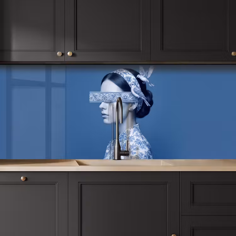 Kitchen splashback - Portrait - Classic - White - Blue — 6
