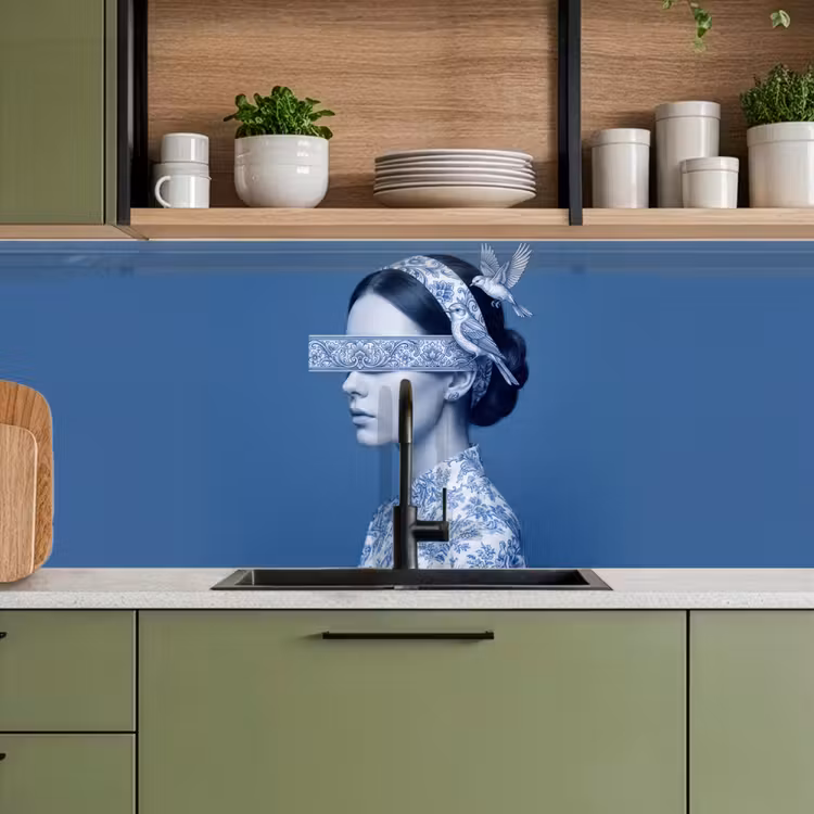 Kitchen splashback - Portrait - Classic - White - Blue — 8