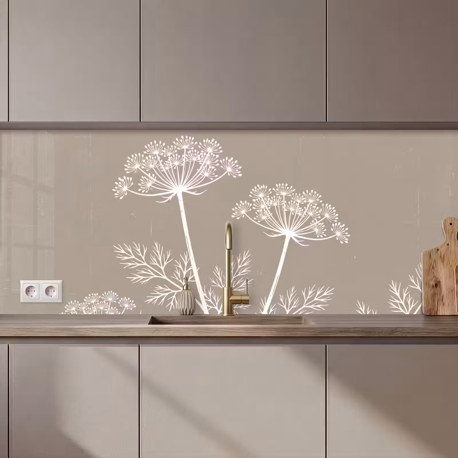 Kitchen splashback - Graphic - Flutesweed - Taupe — 1