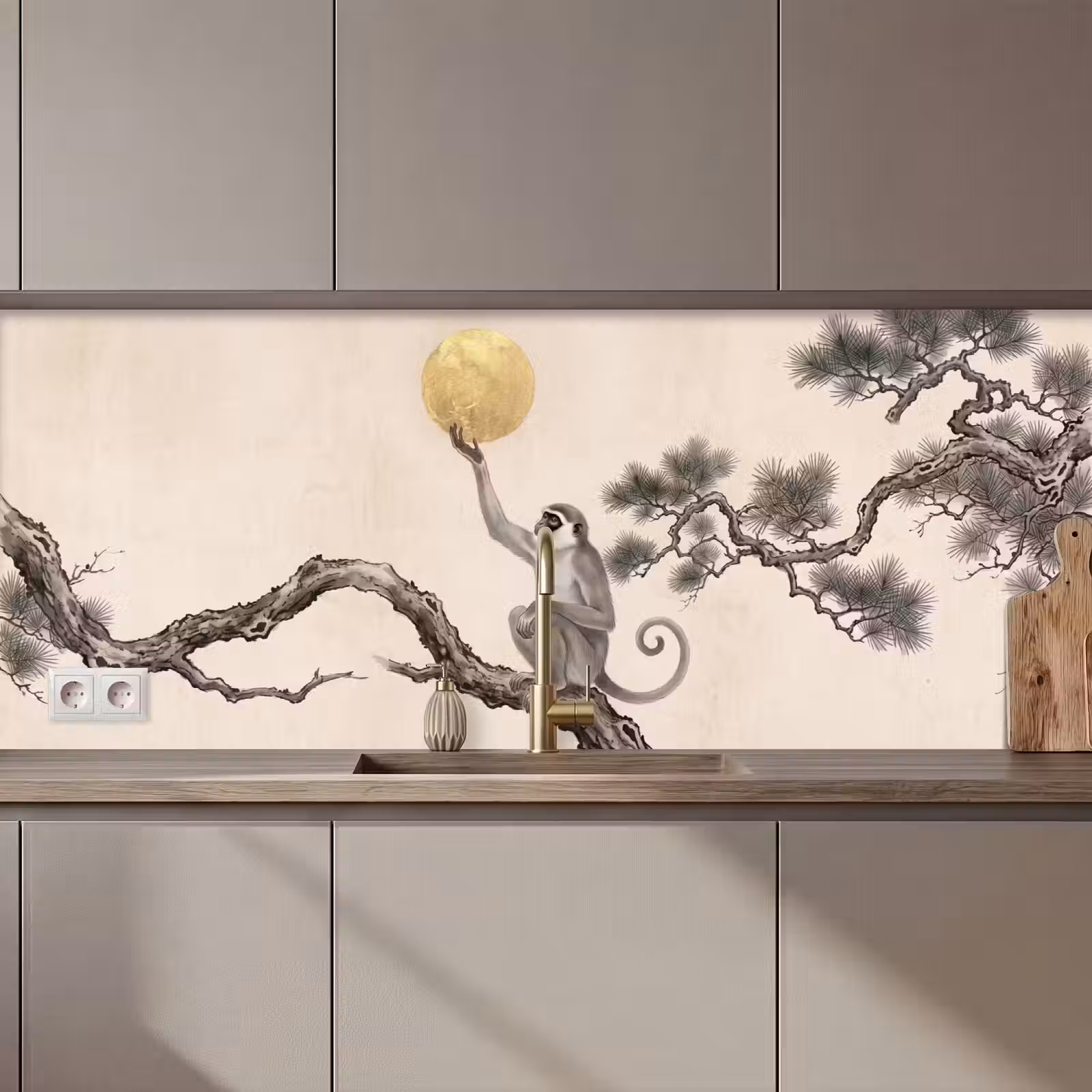 Kitchen splashback - Monkey - Moon - Gold — 1