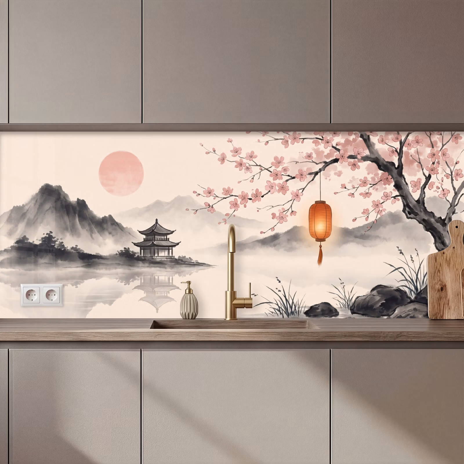 Kitchen splashback - Sun - Japanese - Traditional — 1
