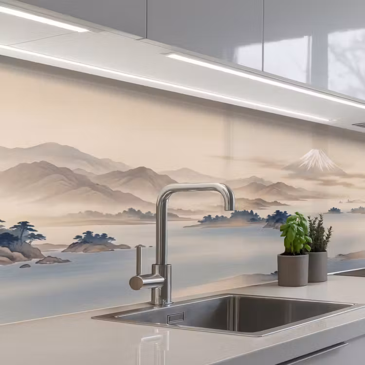 Kitchen splashback - Japanese - Landscape - Beige — 2