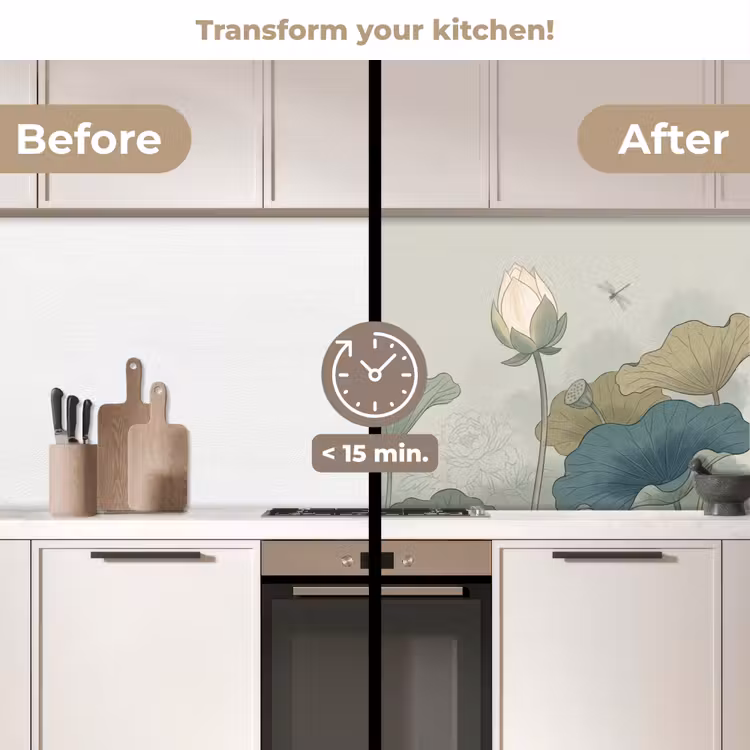 Kitchen splashback - Lotus - Flowers - Green — 3