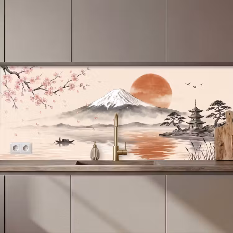 Kitchen splashback - Mountain top - Lake - Blossom — 1