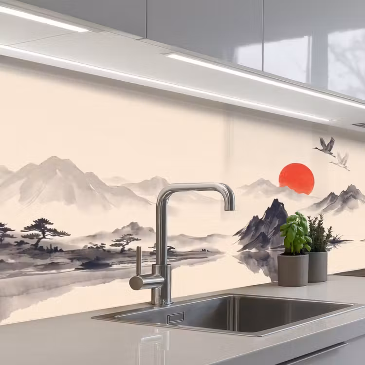 Kitchen splashback - Oriental - Cranes - Landscape — 2