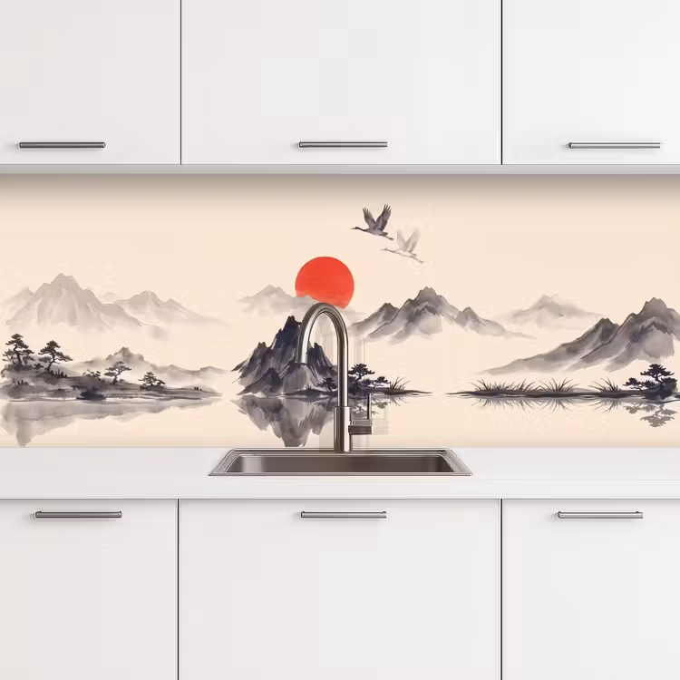 Kitchen splashback - Oriental - Cranes - Landscape — 4