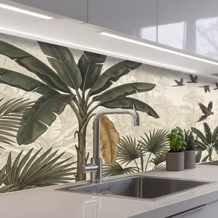 Kitchen splashback - Parrots - Jungle - Tropical - Green — 2
