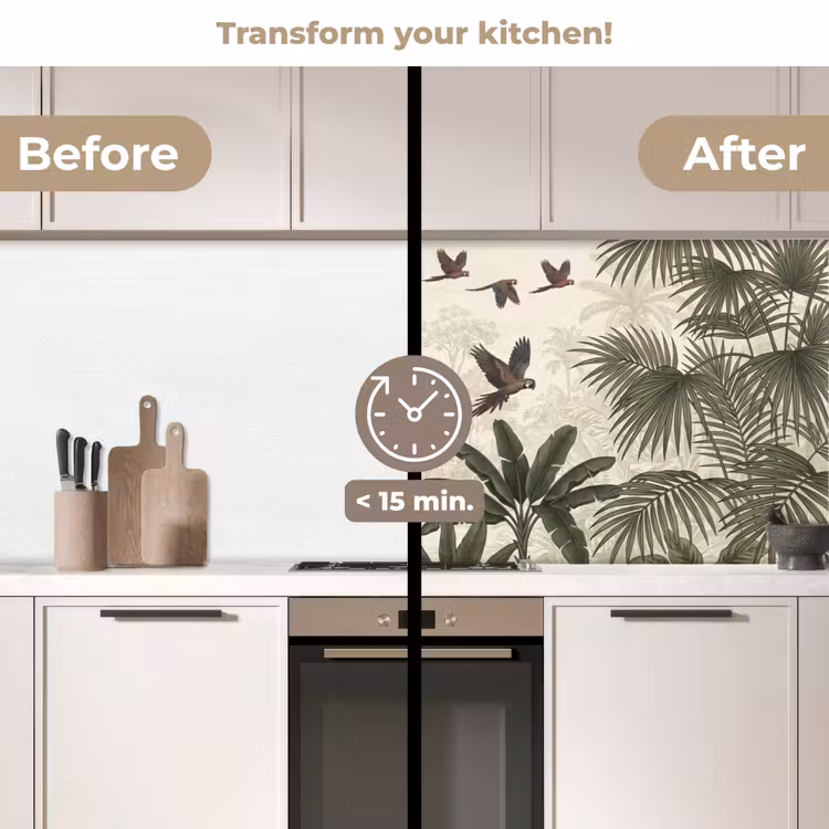Kitchen splashback - Parrots - Jungle - Tropical - Green — 3