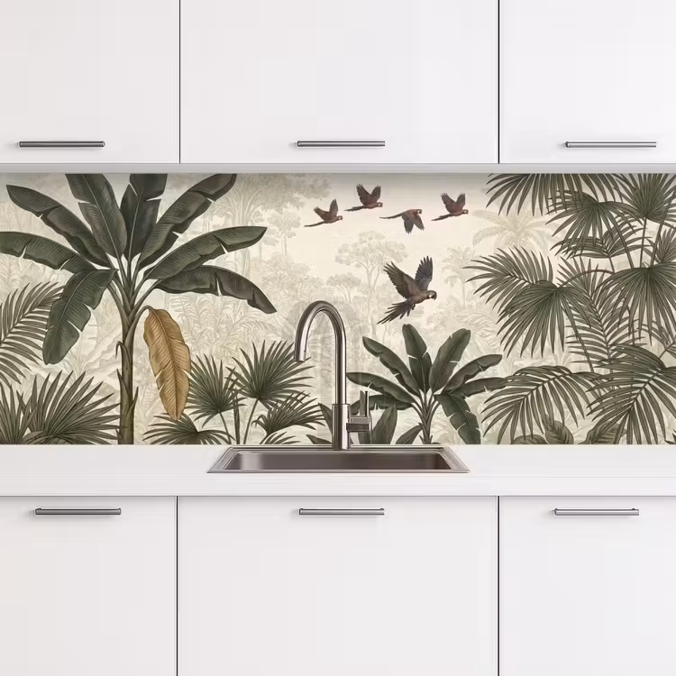 Kitchen splashback - Parrots - Jungle - Tropical - Green — 4