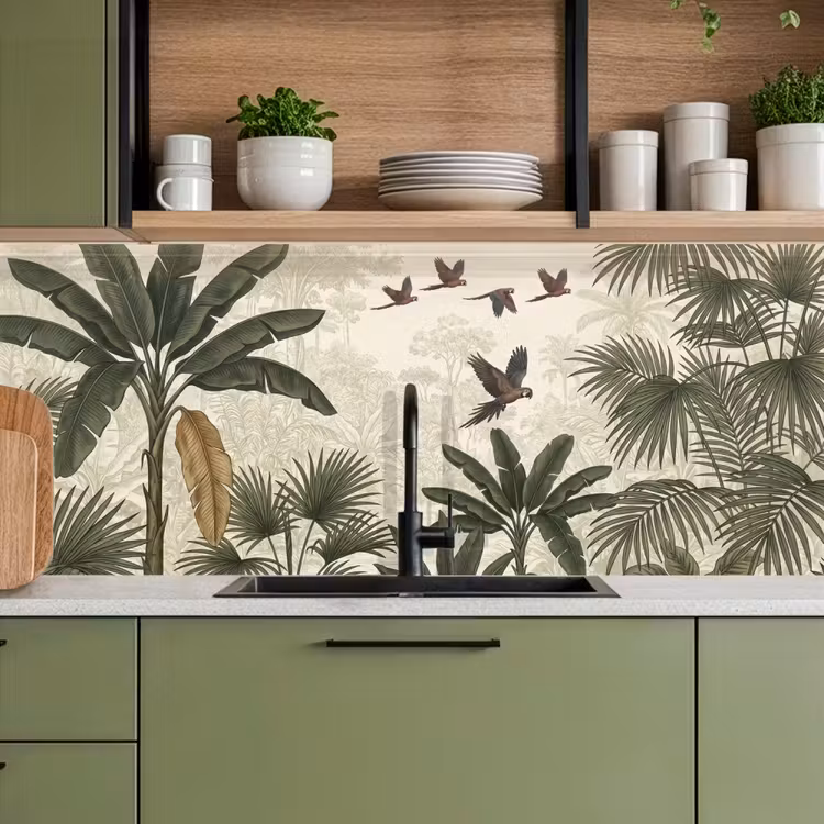 Kitchen splashback - Parrots - Jungle - Tropical - Green — 8