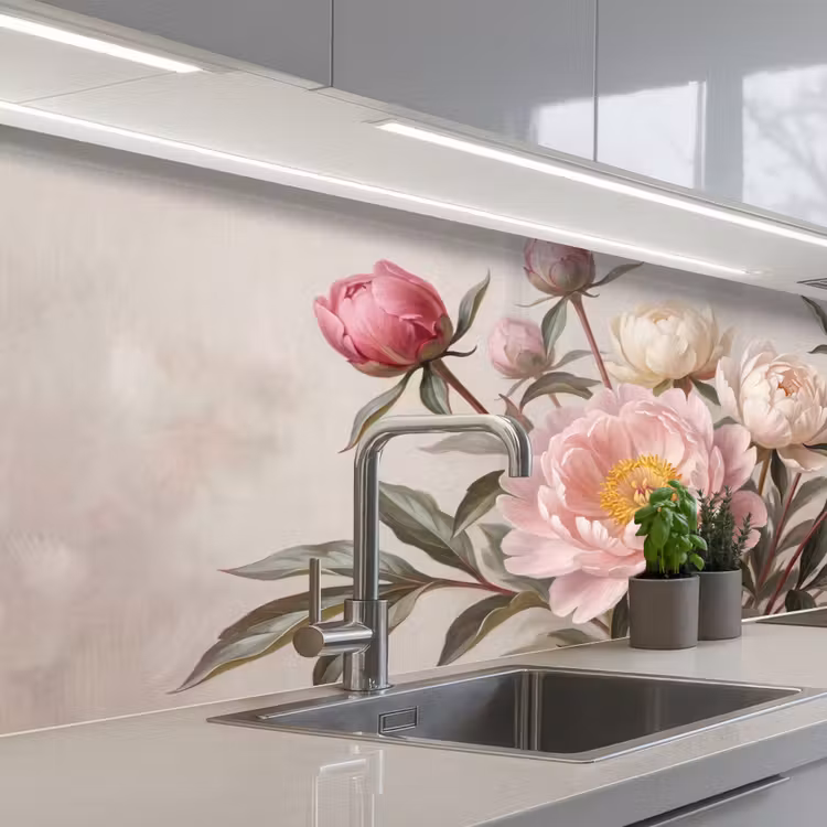 Kitchen splashback - Peonies - Bouquet - Pink — 2