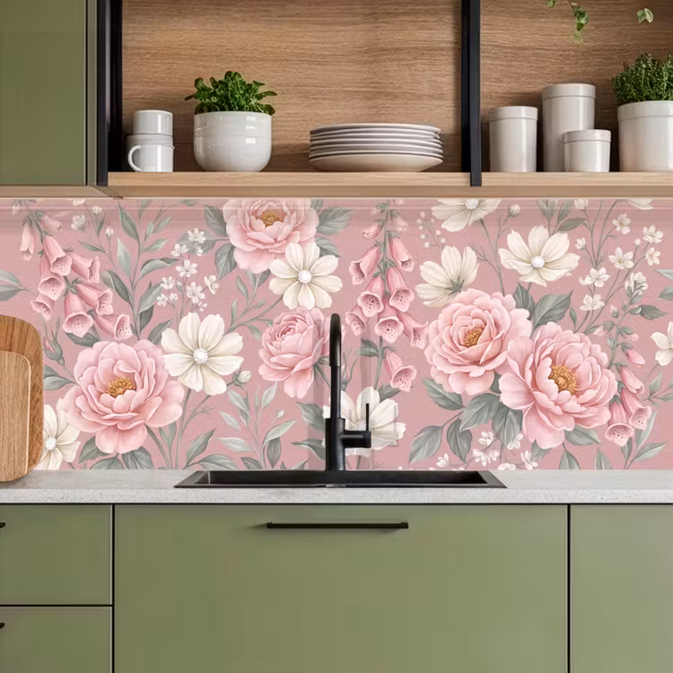 Kitchen splashback - Peonies - Foxglove - Pink — 8