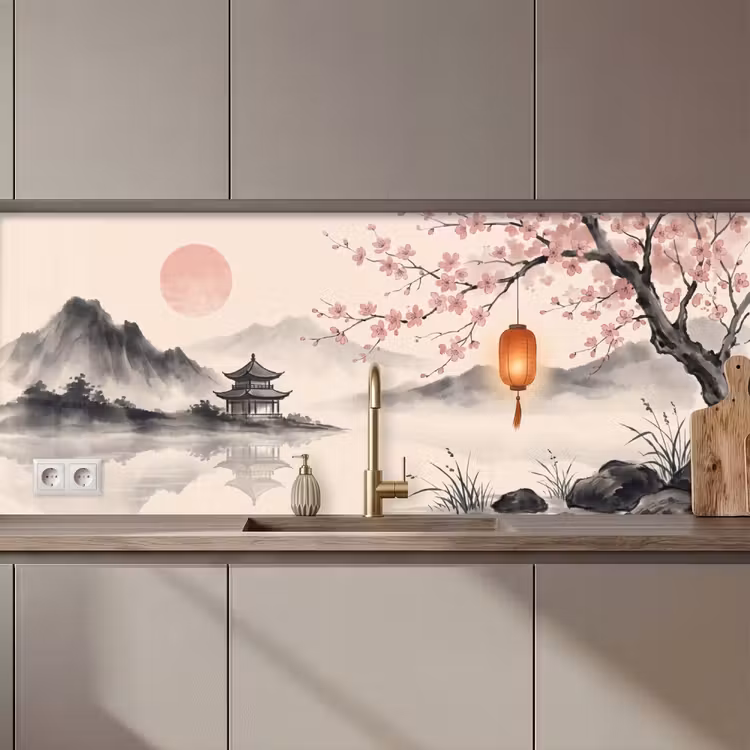 Kitchen splashback - Sun - Japanese - Traditional — 1