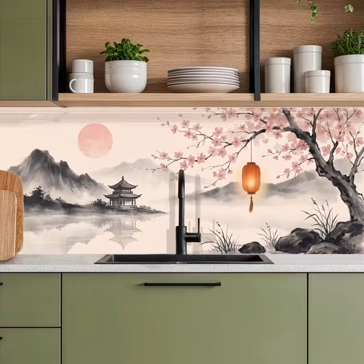 Kitchen splashback - Sun - Japanese - Traditional — 8
