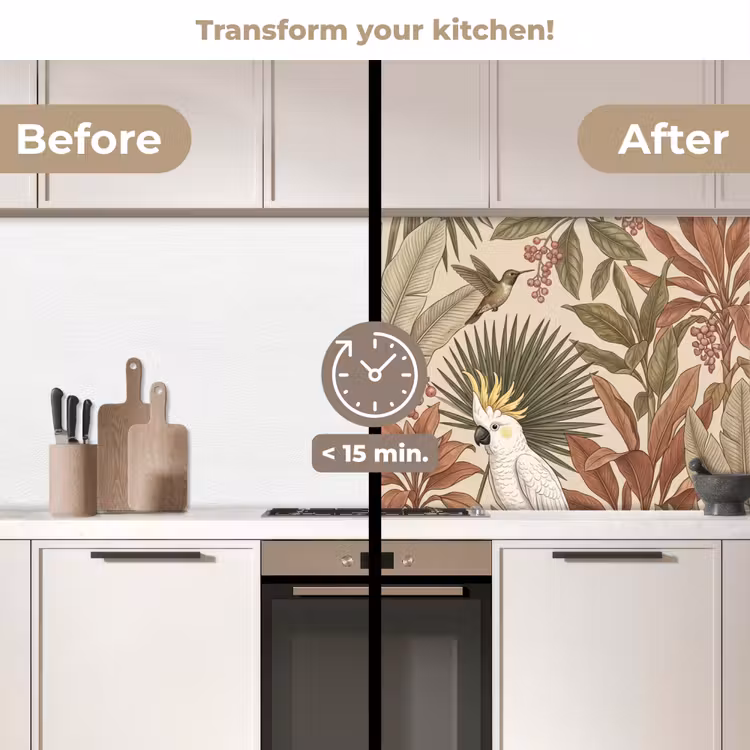 Kitchen splashback - Tropical - Birds - Beige — 3