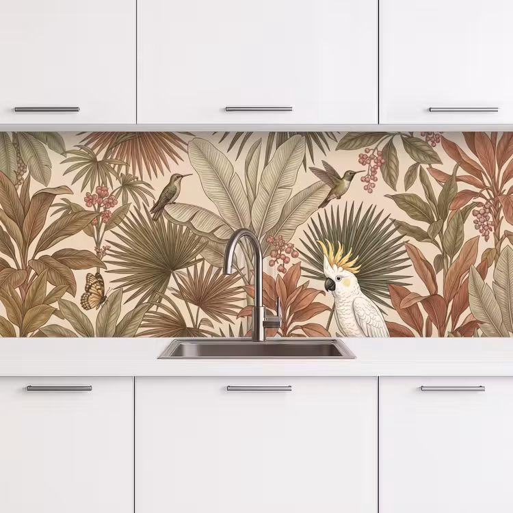 Kitchen splashback - Tropical - Birds - Beige — 4