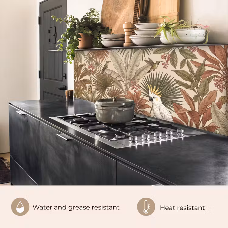 Kitchen splashback - Tropical - Birds - Beige — 5