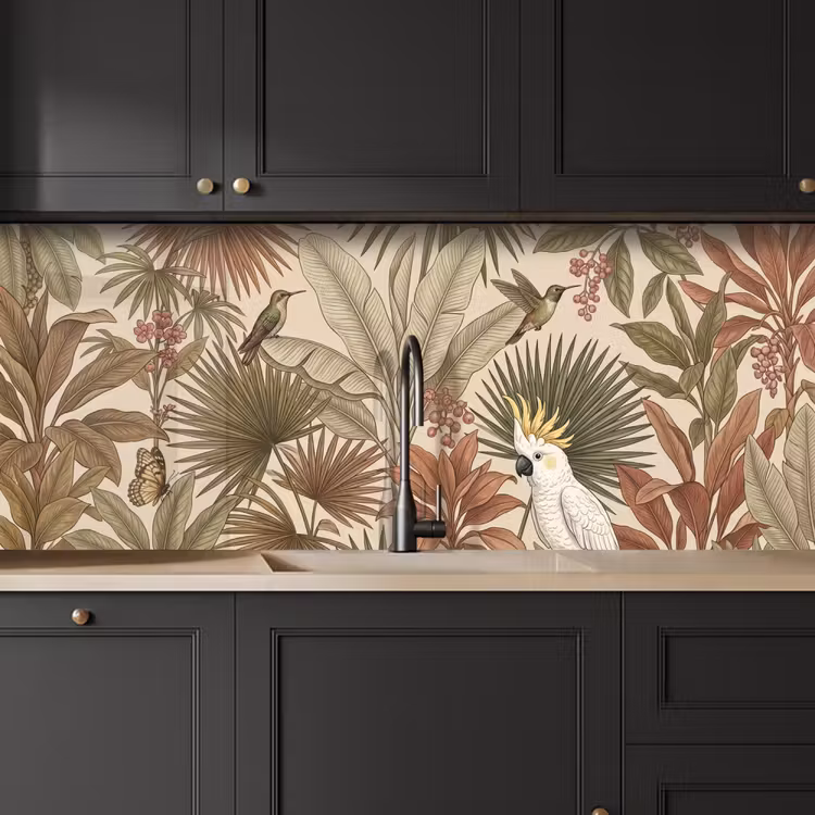 Kitchen splashback - Tropical - Birds - Beige — 6