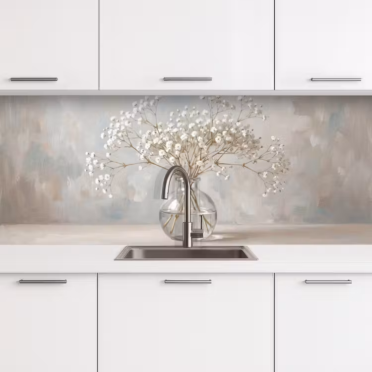 Kitchen splashback - Vase - Gypsophila - White — 4