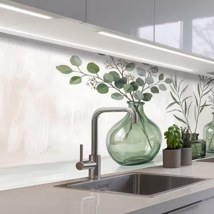 Kitchen splashback - Vases - Leaves - Green — 2