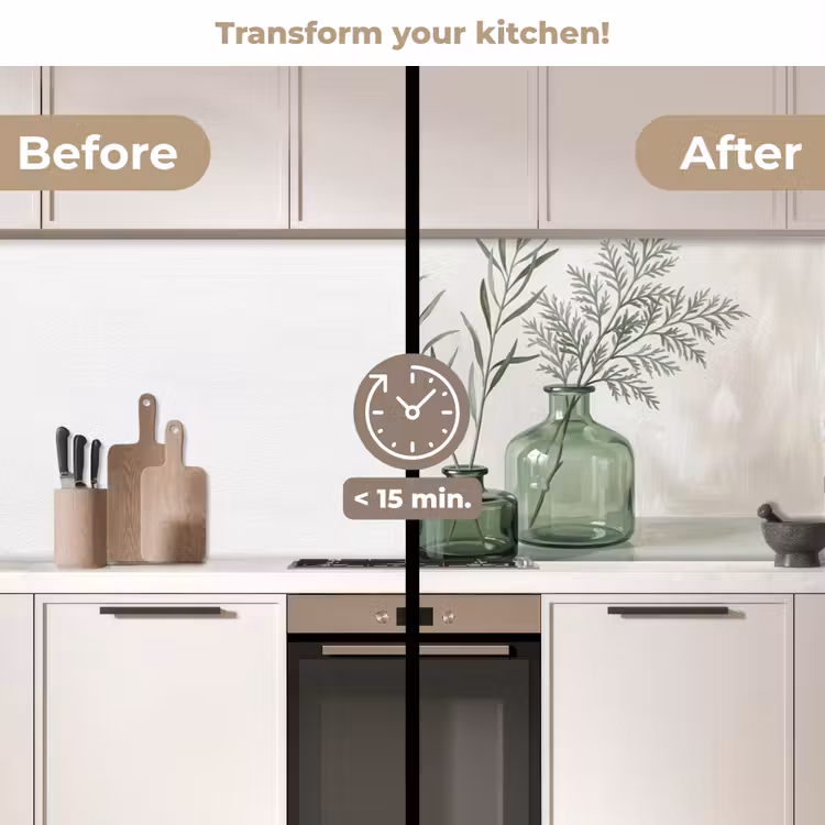 Kitchen splashback - Vases - Leaves - Green — 3