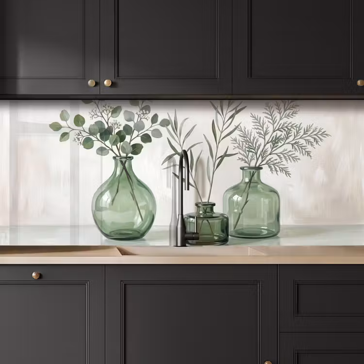 Kitchen splashback - Vases - Leaves - Green — 6