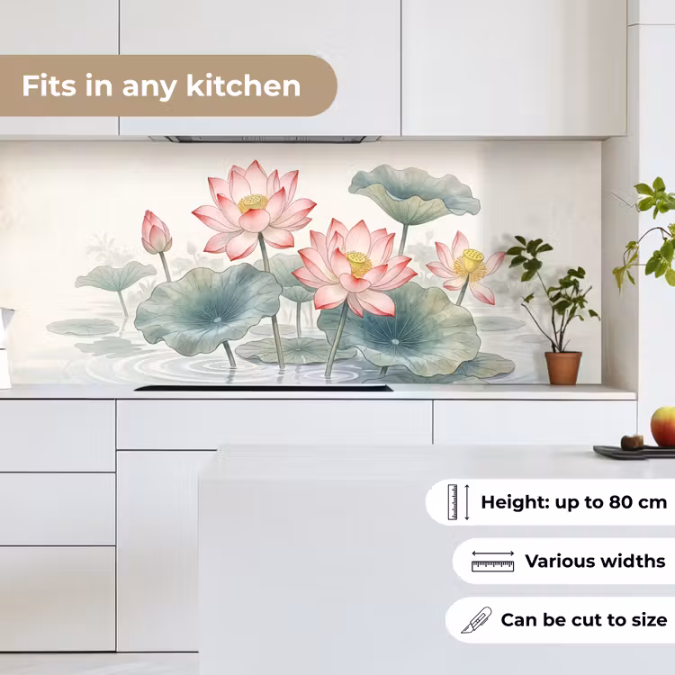 Kitchen splashback - Watercolor - Lotus flowers - Colorful — 7