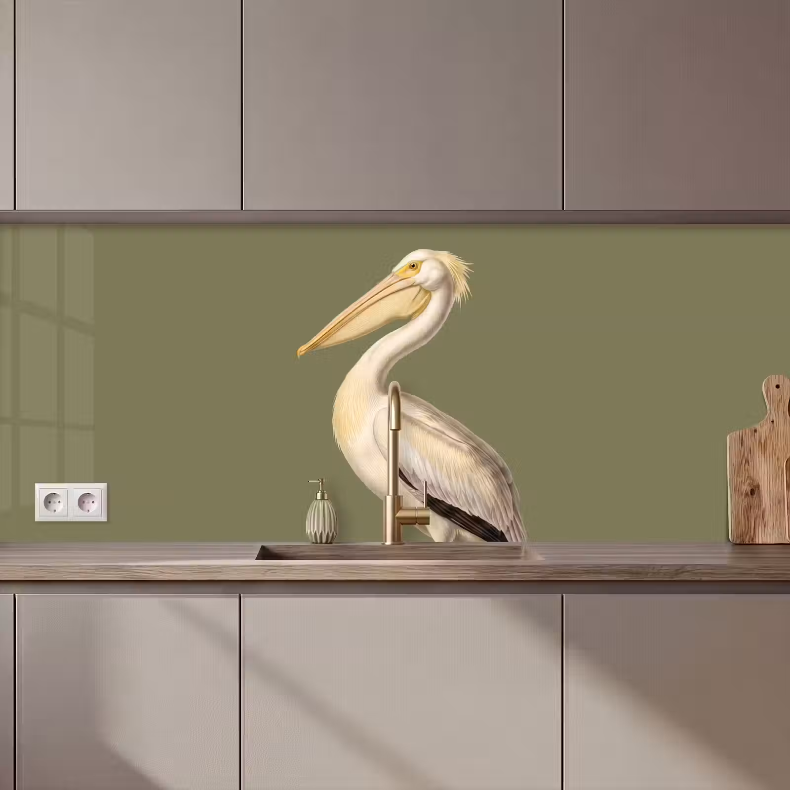 Kitchen splashback - Pelican - White - Bird - Classic - Nature — 1
