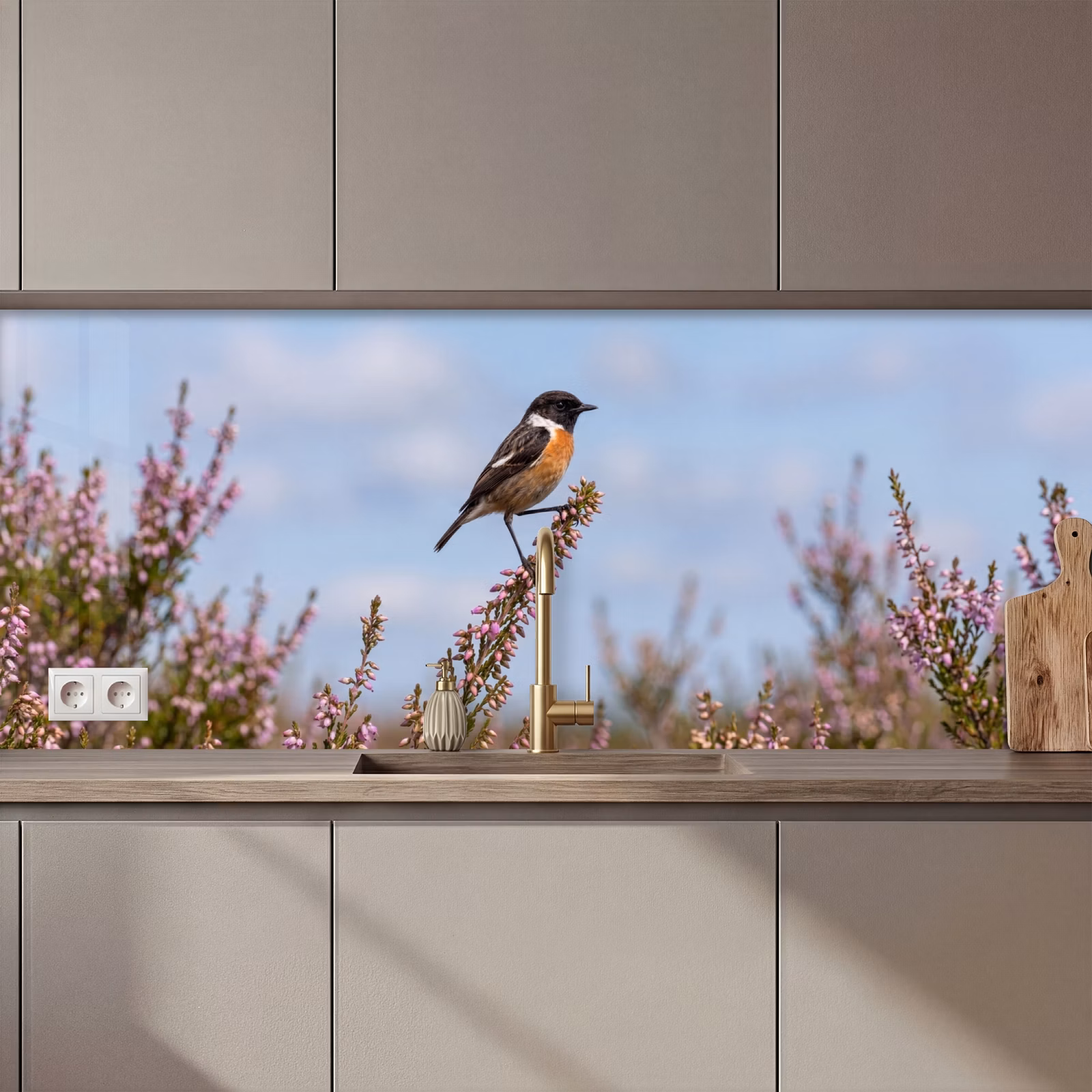 Kitchen splashback - Stonechat - Heather - Purple - Nature - Atmospheric — 1