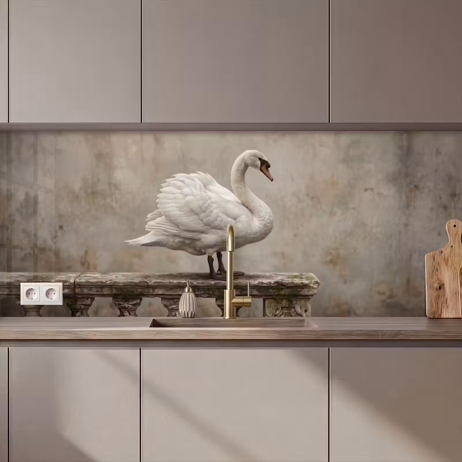 Kitchen splashback - Swan - Elegant - Animals - White — 1