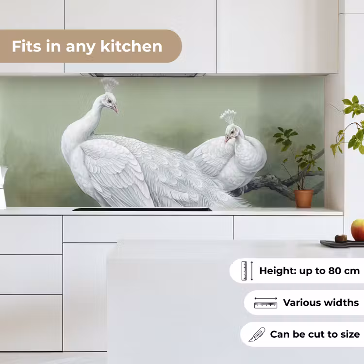Kitchen splashback - Peacocks - White - Nature - Green — 7